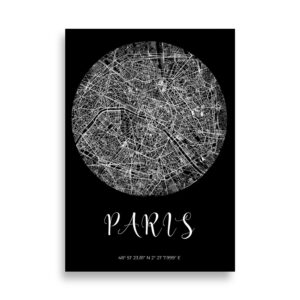 Affiche Plan de Paris sur fond noir