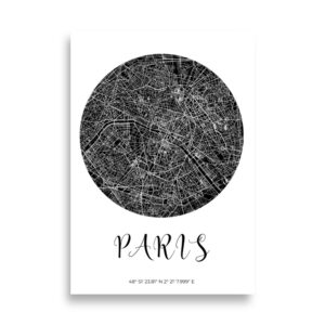 Affiche Plan de Paris sur fond blanc