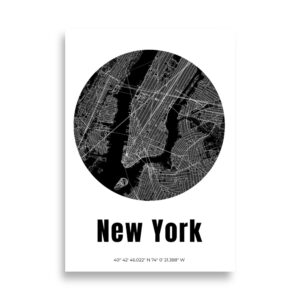 Affiche Plan de New York sur fond blanc