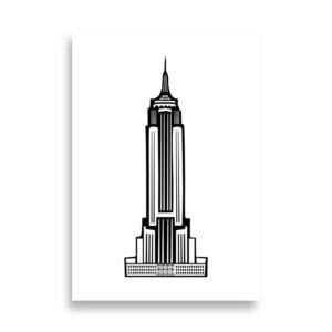 Affiche Empire State Building – Lignes noires sur fond blanc
