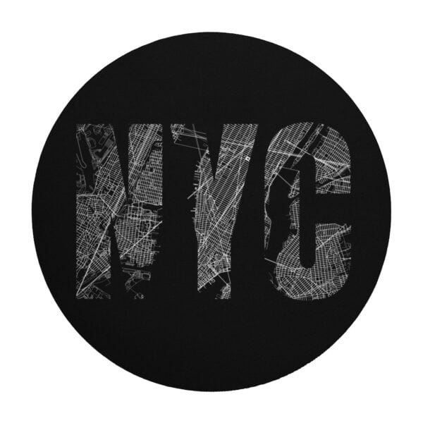 Tapis de souris rond NYC on the Map sur fond noir - 2
